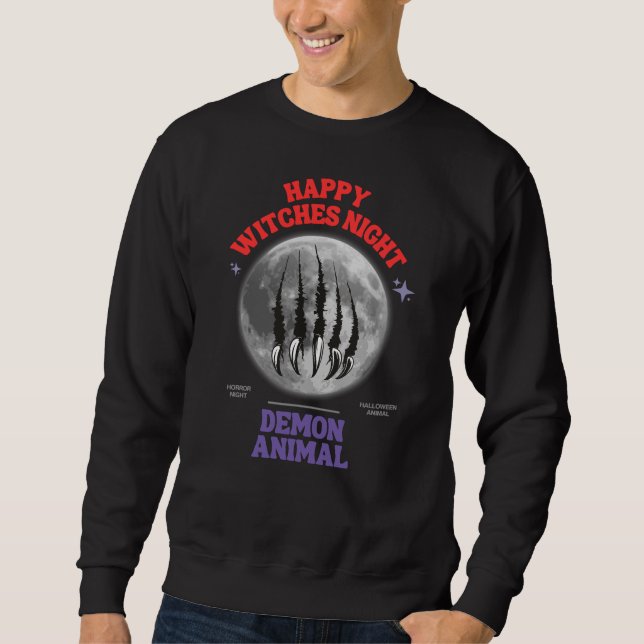 happy witches night demon animal sweatshirt (Front)