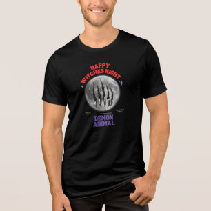 happy witches night demon animal Tri-Blend shirt