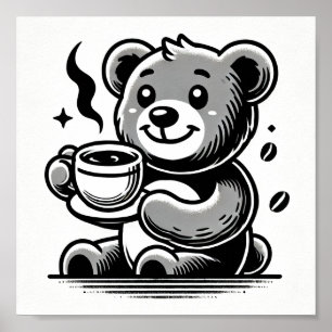 Happy with coffee poster