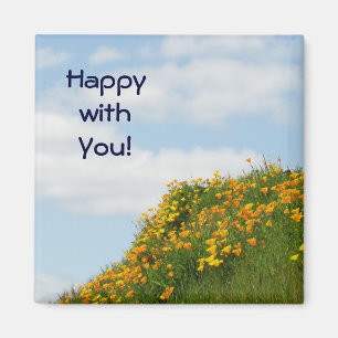 Happy with You! magnets Happiness Blue Sky Poppies