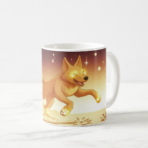 Happy wolf Cartoon Style vibrant Cute Colorfull Coffee Mug