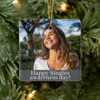 Happy Woman Singles Awareness Day Personalised Ceramic Ornament