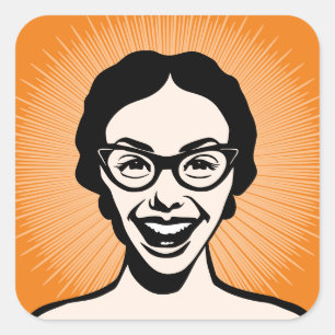 Happy Woman Square Sticker