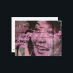 Happy Woman Vintage Phone Call Black White Pink  Postcard<br><div class="desc">A collage made and photographed by Angelandspot in the year 2026 with vintage images from a magazine from the 1980s era of a woman happy on a telephone call</div>