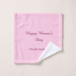 Happy woman's day pink mauve name stylish calligra wash cloth