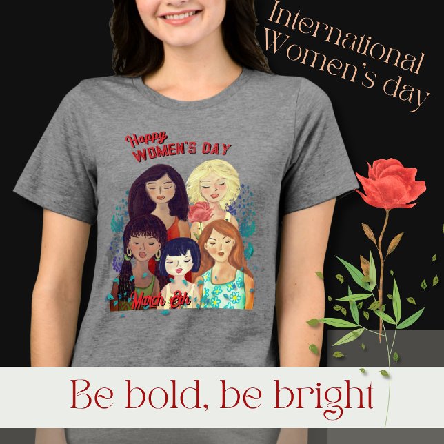 Happy Women' Day Illustration Diverse Women Tri-Blend Shirt (Happy Women' Day Illustration Diverse Women Tri-Blend Shirt)