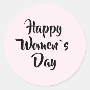 Happy Women`s Day Pink Classic Round Sticker
