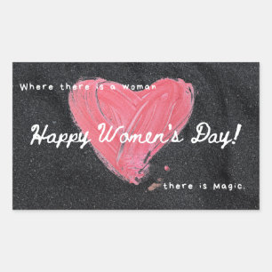 Happy women's day black rectangular sticker