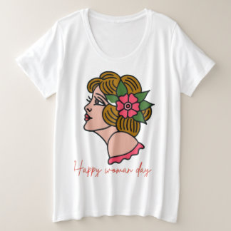 Happy Women's Day - Feminine Portrait Art | Women' Plus Size T-Shirt