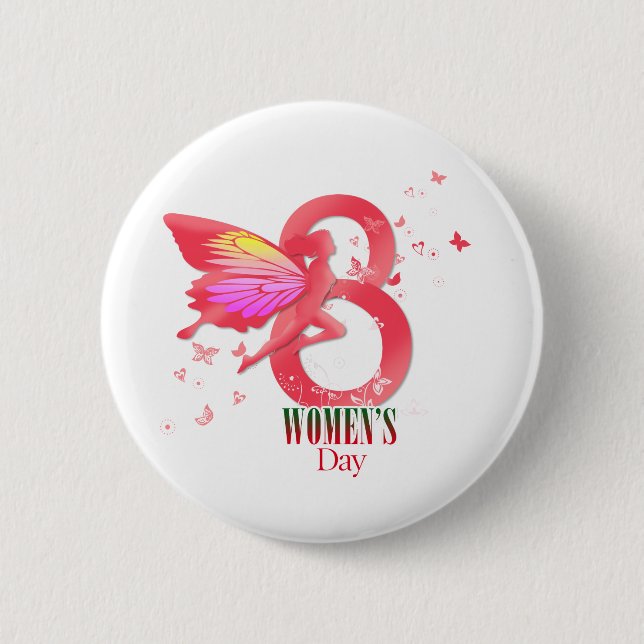 happy womens day march 6 cm round badge (Front)
