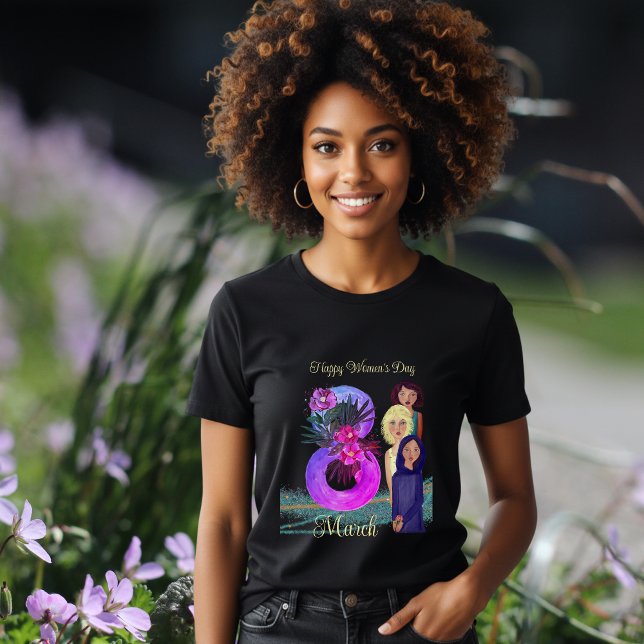 Happy Women's Day | March 8th Vibrant Dark Tri-Blend Shirt (Happy Women's Day  March 8th Vibrant Dark Tri-Blend Shirt)