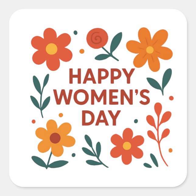 Happy Womens Day Square Sticker (Front)
