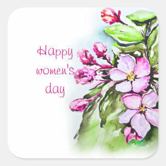 Happy women's day square sticker