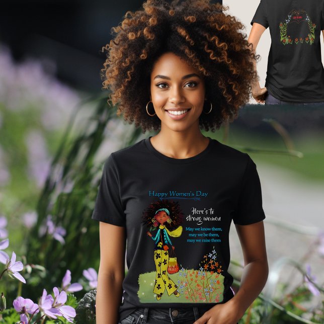 Happy Women's Day Strong Women Quote Black Double T-Shirt (Happy Women's Day Strong Women Quote Black )