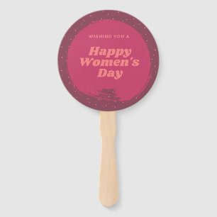 Happy women's day wishes red hand fan