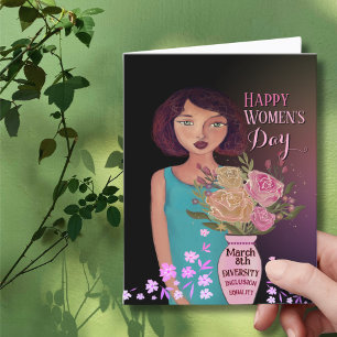 Happy Women's Day   Women with Vase  Holiday Card