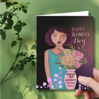 Happy Women's Day | Women with Vase Holiday Card