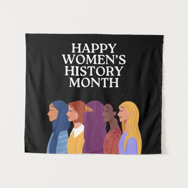 Happy Women's History Month Tapestry (Front (Horizontal))