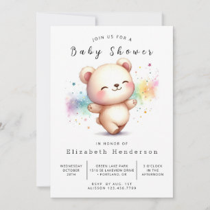 Happy Woodland Bear Baby Shower Invitation