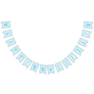 Happy Woofday Blue Paw Silhouette w/ 4 images Bunting