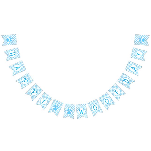 Happy Woofday Blue Paw Silhouette w/ 4 images Bunting (All)