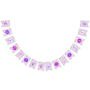 Happy Woofday Purple Pink Yellow Bl Paw Silhouette Bunting