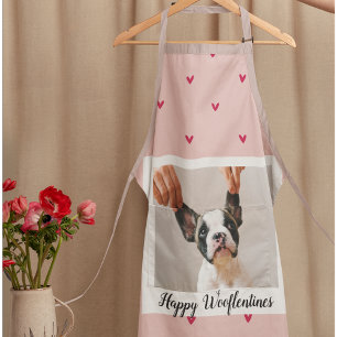 Happy Wooflentines With Dog Photo   Red & Pink Apron
