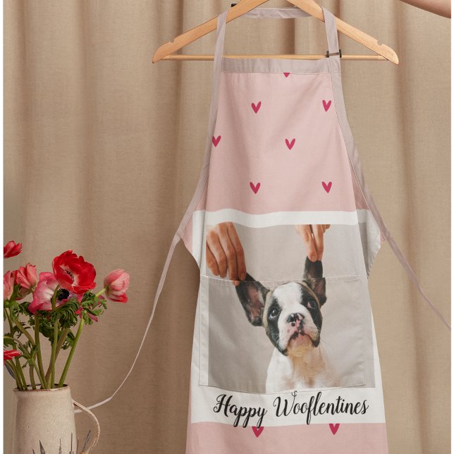 Happy Wooflentines With Dog Photo | Red & Pink Apron (Creator Uploaded)