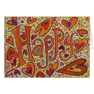 Happy Word Art Inspirational Funny Greeting Cards