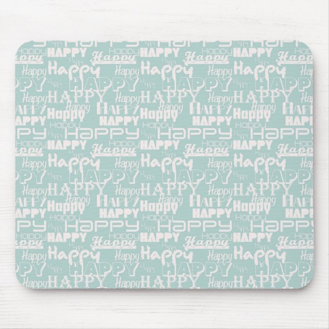 Happy Words Blue Mouse Pad (Front)
