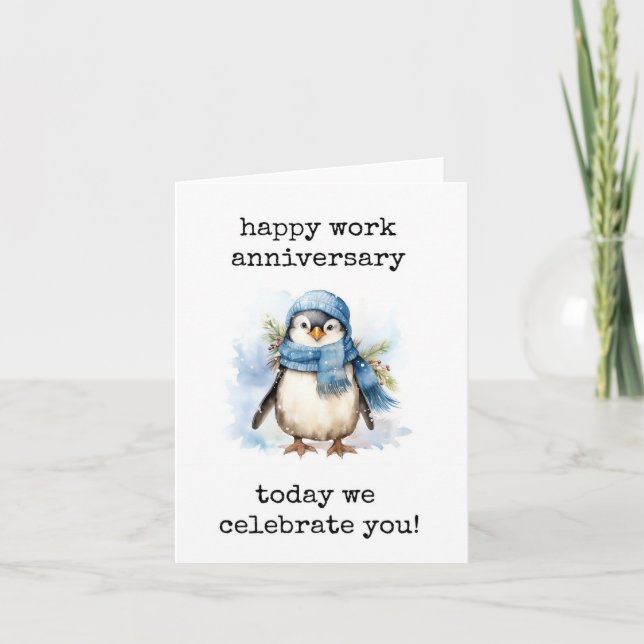 Happy Work Anniversary, Celebrate You, Penguin  Card (Front)