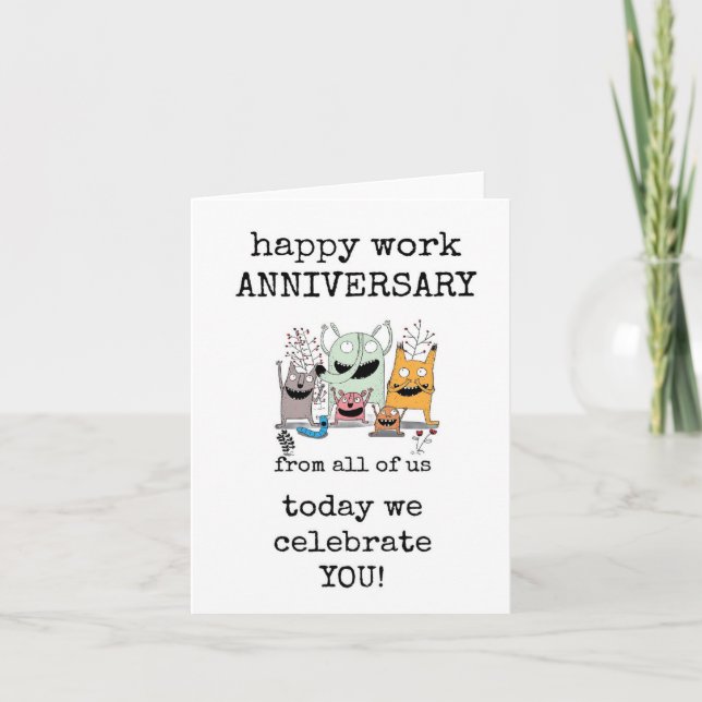 Happy Work Anniversary, Celebration Card, Cute Card (Front)