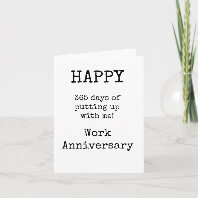 Happy Work Anniversary, Funny, Simple Card (Front)