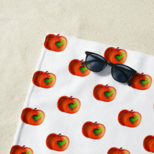 Happy Worm In Red Apple Beach Towel