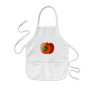 Happy Worm In Red Apple - Kids Apron