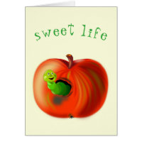 Happy Worm In Red Apple Sweet Life Card Fun