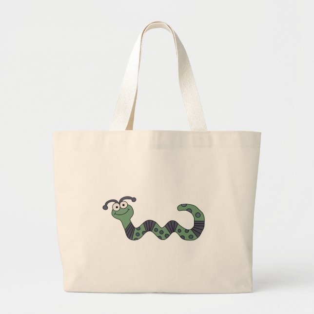 Happy Worm Tshirts and Gifts Large Tote Bag (Front)