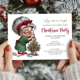 Happy Xmas Grandma Cute Cartoon Party Invitation