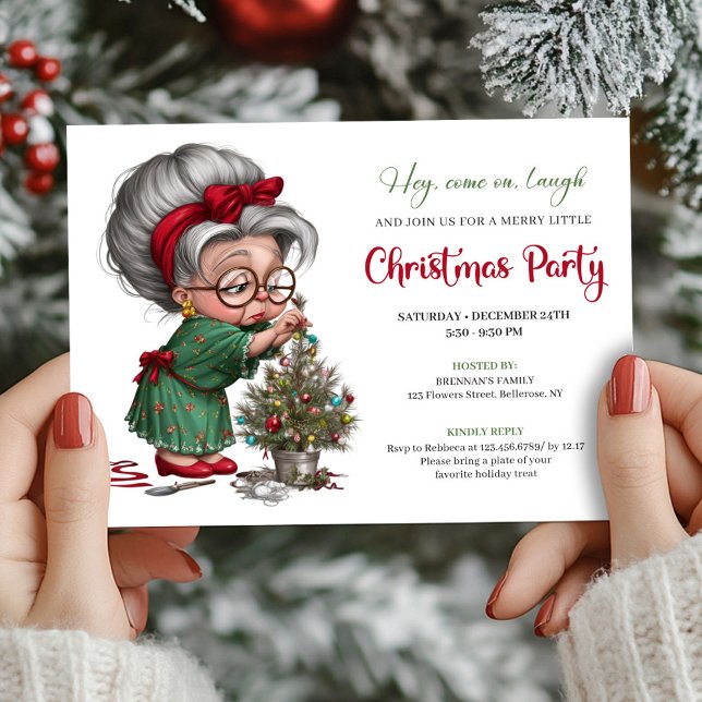 Happy Xmas Grandma Cute Cartoon Party Invitation (Happy Xmas Grandma Cute Cartoon Party Invitation)