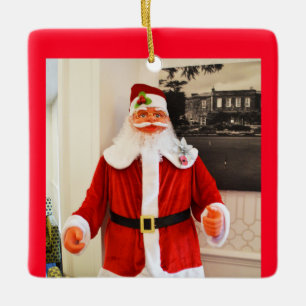 Happy Xmas Greetings from Santa Ceramic Ornament