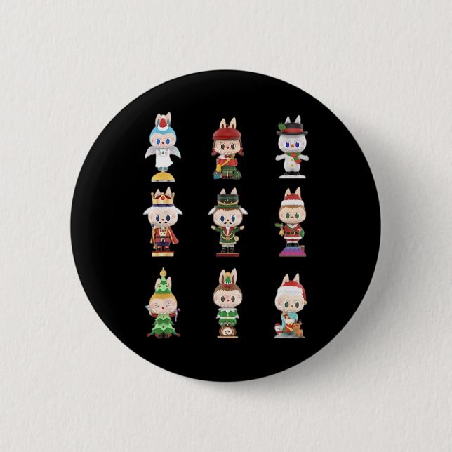 Happy Xmas Labubu Lover Cute Labubu The Monsters C 6 Cm Round Badge (Front)