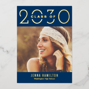 Happy Year Foil Graduation Announce Editable Colou