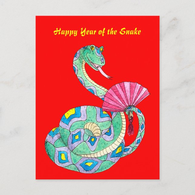 Happy Year of the Snake Red - Postcard (Front)
