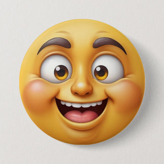 Happy Yellow 3D Effect Emoji 7.5 Cm Round Badge