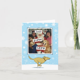 Happy Yellow Dog White Christmas Your Photo Holiday Card