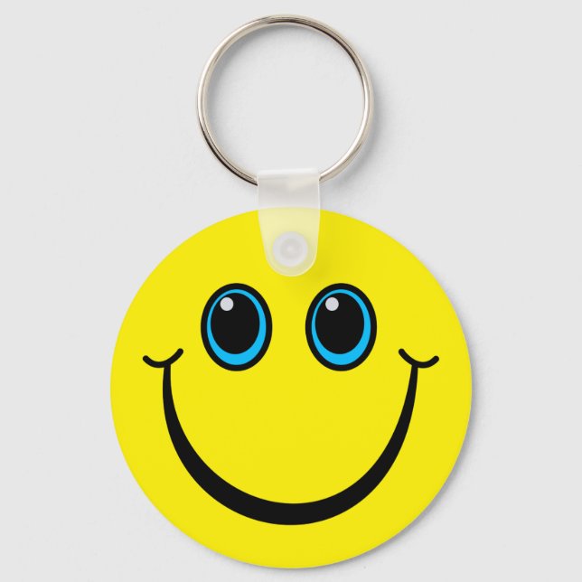 Happy Yellow Emoji Face Key Ring (Front)