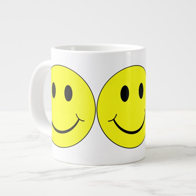 Happy Yellow Faces Large Coffee Mug (Front Left)