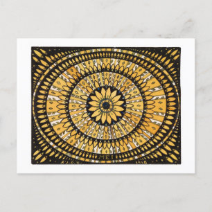 Happy Yellow Flower Sunburst / Rosette Postcard