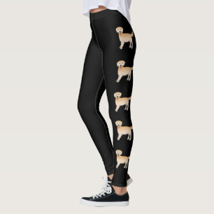 Happy Yellow Golden Retriever Cute Cartoon Dogs Leggings