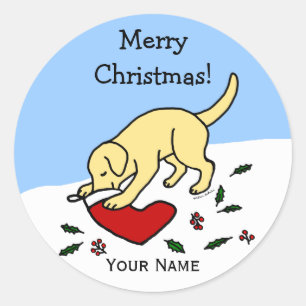 Happy Yellow Lab Christmas Cartoon Stickers
